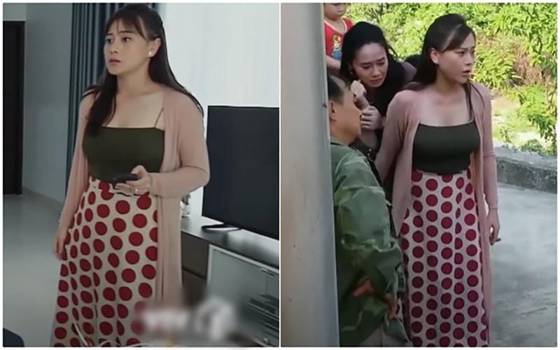 Thêm một trang phục khiến Phương Oanh như già hơn chục tuổi trong phim.