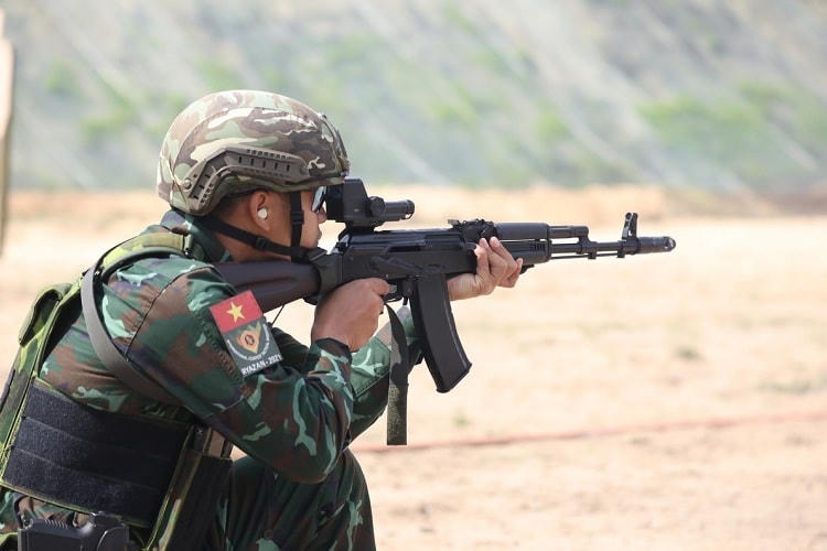 Một xạ thủ của đội tuyển Việt Nam. Ảnh: Bộ Quốc phòng Nga.