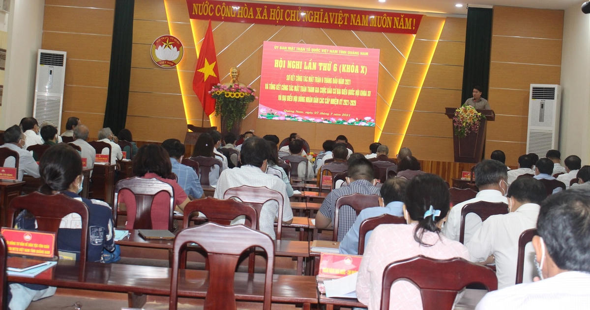 Quang cảnh hội nghị sơ kết công tác Mặt trận 6 tháng đầu năm 2021.