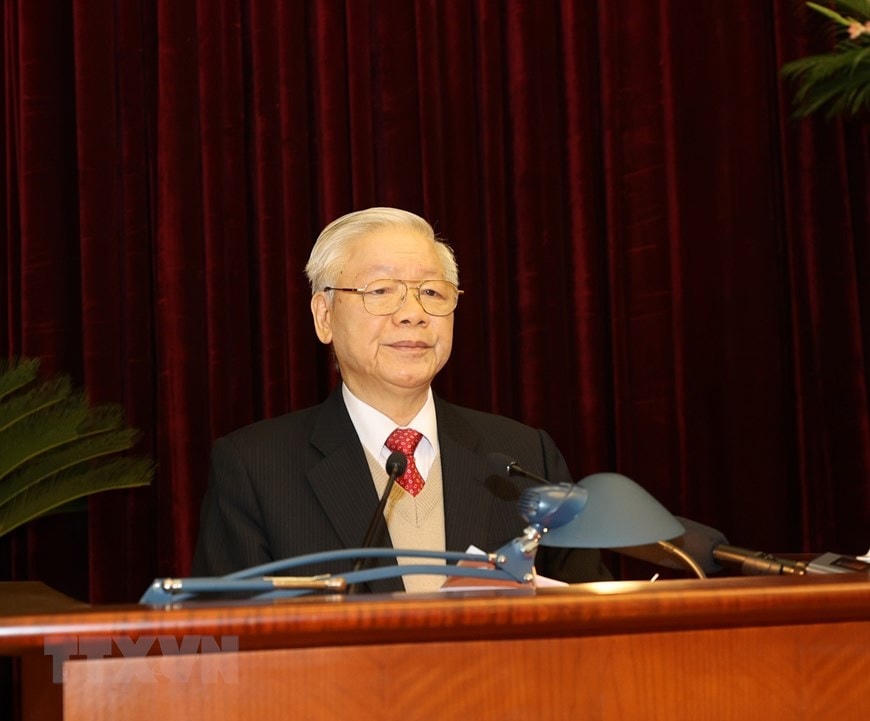 Tổng Bí thư, Chủ tịch nước Nguyễn Phú Trọng phát biểu khai mạc Hội nghị. Ảnh: Trí Dũng/TTXVN.  