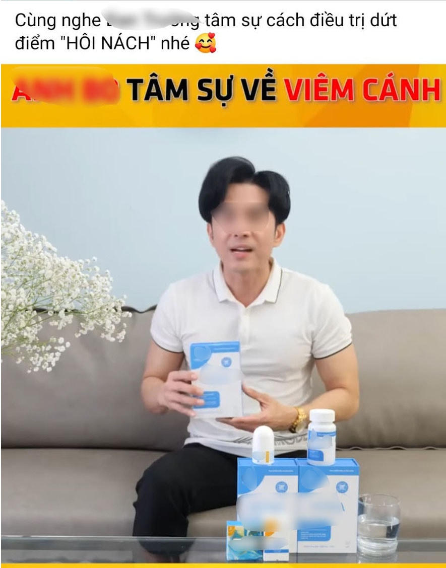 Nam ca sĩ Đ.T. trong video về sản phẩm được cho là có thể trị dứt điểm vấn đề "viêm cánh"