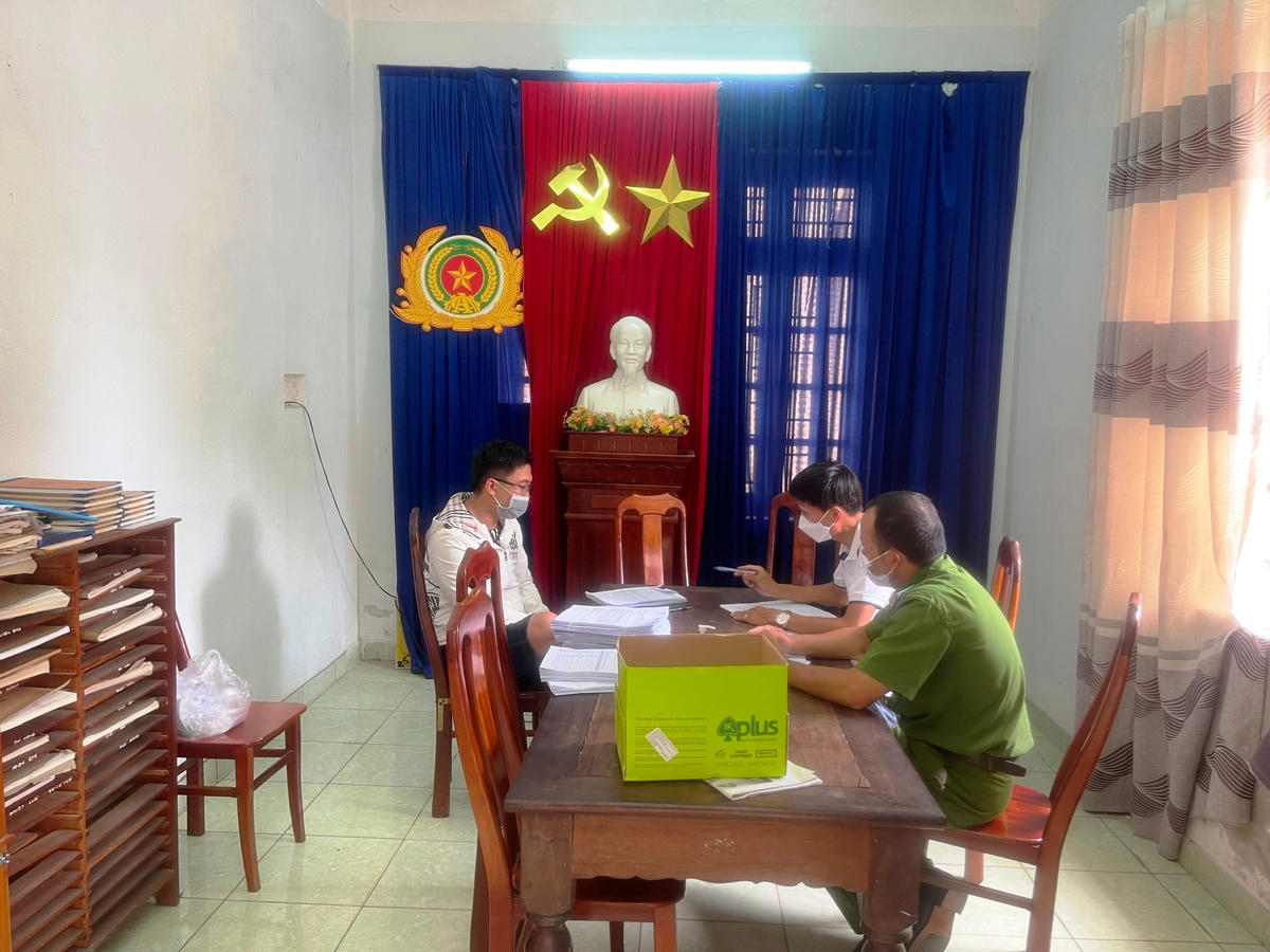 Lực lượng Công an Quảng Nam làm việc với đối tượng G.V.Q..