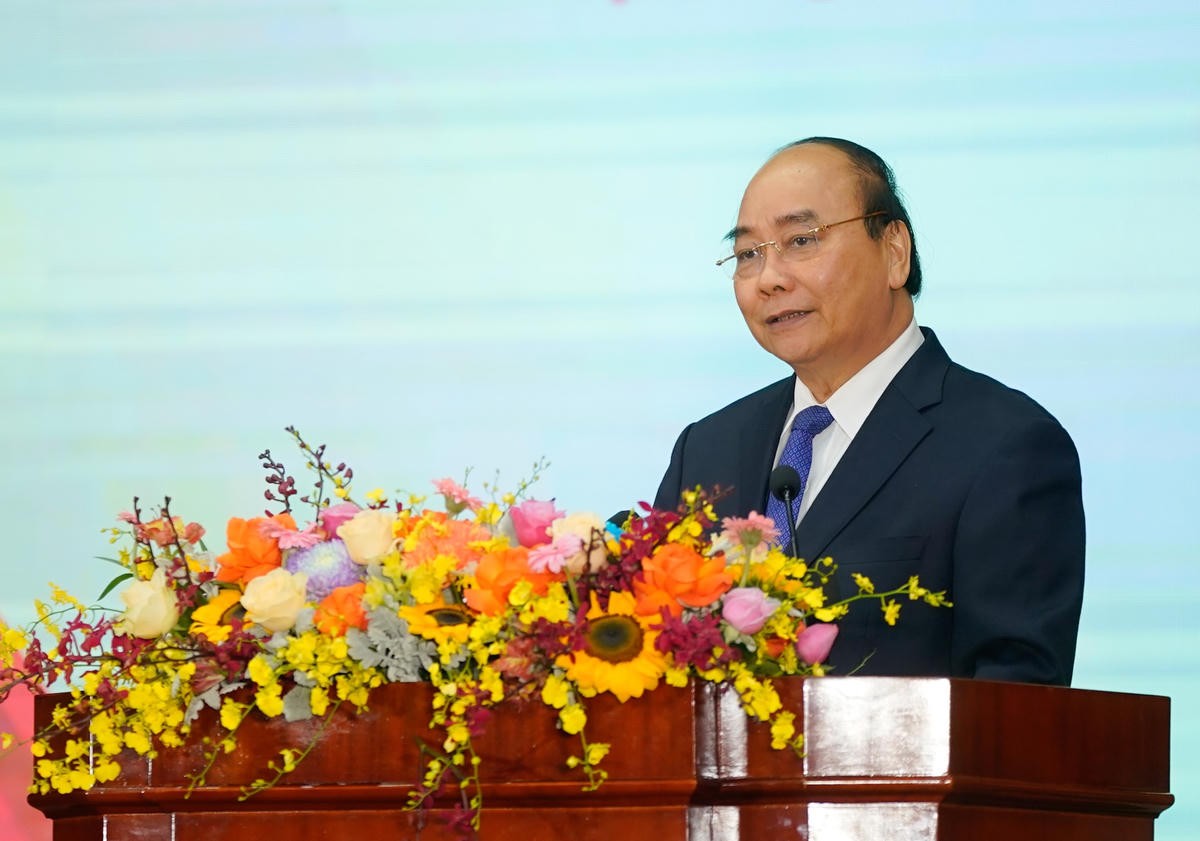 Thủ tướng Nguyễn Xuân Phúc phát biểu tại Đại hội. - Ảnh: VGP/Quang Hiếu.