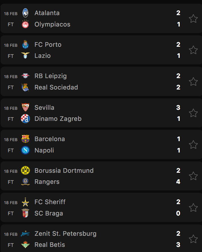 Kết quả lượt đi vòng play-off Europa League.