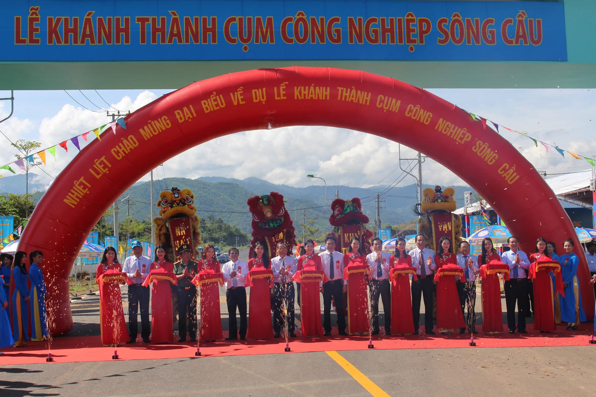Lễ cắt băng khánh thành cụm công nghiệp Sông Cầu.