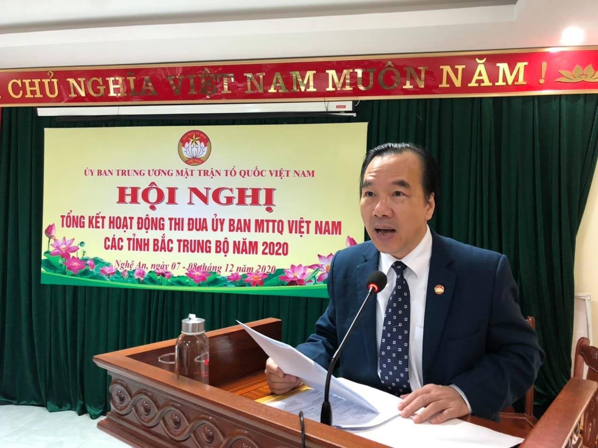 Ông Ngô Sách Thực, Phó Chủ tịch Ủy ban Trung ương MTTQ Việt Nam đánh giá cao công tác Mặt trận của cụm Bắc Trung bộ dù 6 tỉnh ở khu vực này vừa bị thiên tai, dịch bệnh hoành hành.
