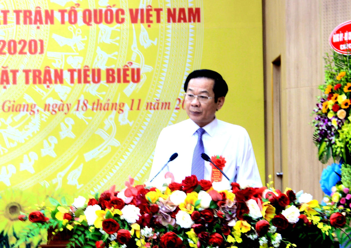 Ông Đỗ Thanh Bình, Bí thư Tỉnh ủy Kiên Giang phát biểu chào mừng tại lễ kỷ niệm.