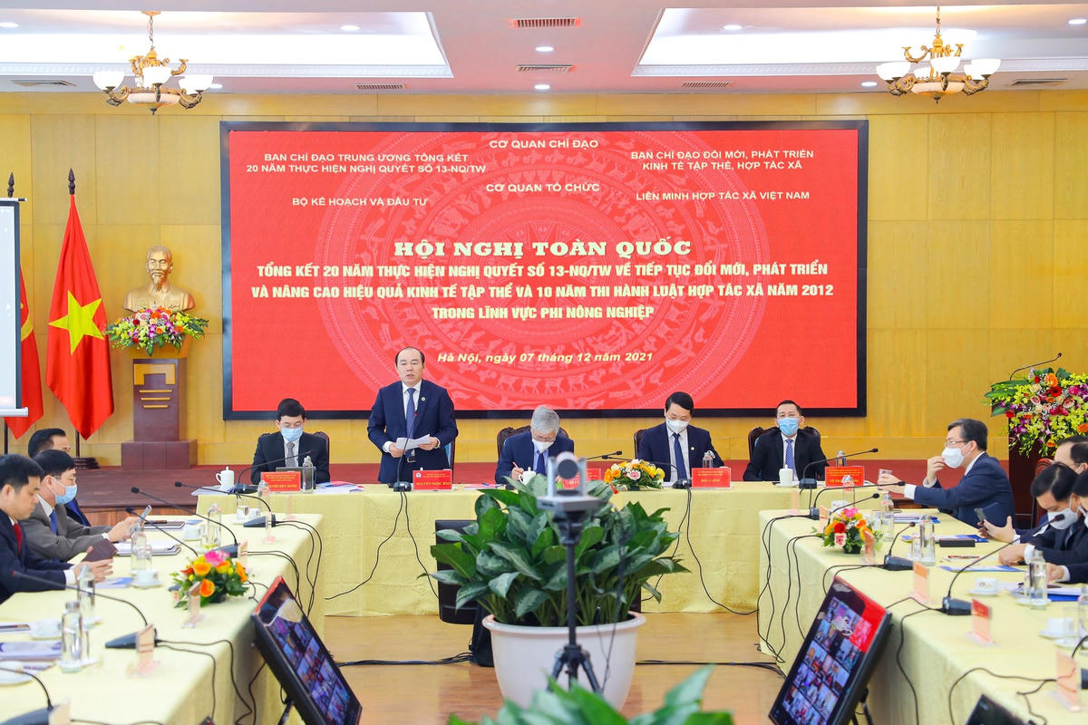 Ông Nguyễn Ngọc Bảo, Chủ tịch Liên minh Hợp tác xã Việt Nam phát biểu tại Hội nghị.