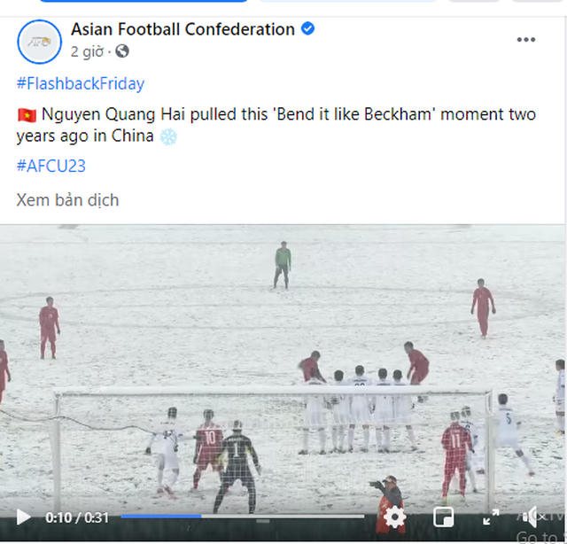 AFC bất ngờ so sánh bàn thắng của Quang Hải với Beckham