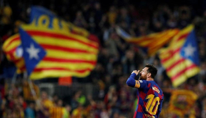 Messi, cầu thủ ghi nhiều bàn nhất mọi thời đại của Barca. Ảnh: Reuters.