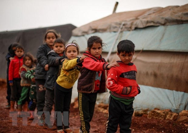 Trẻ em tại một trại tị nạn ở tỉnh Idlib, Syria. (Ảnh: AFP/TTXVN).