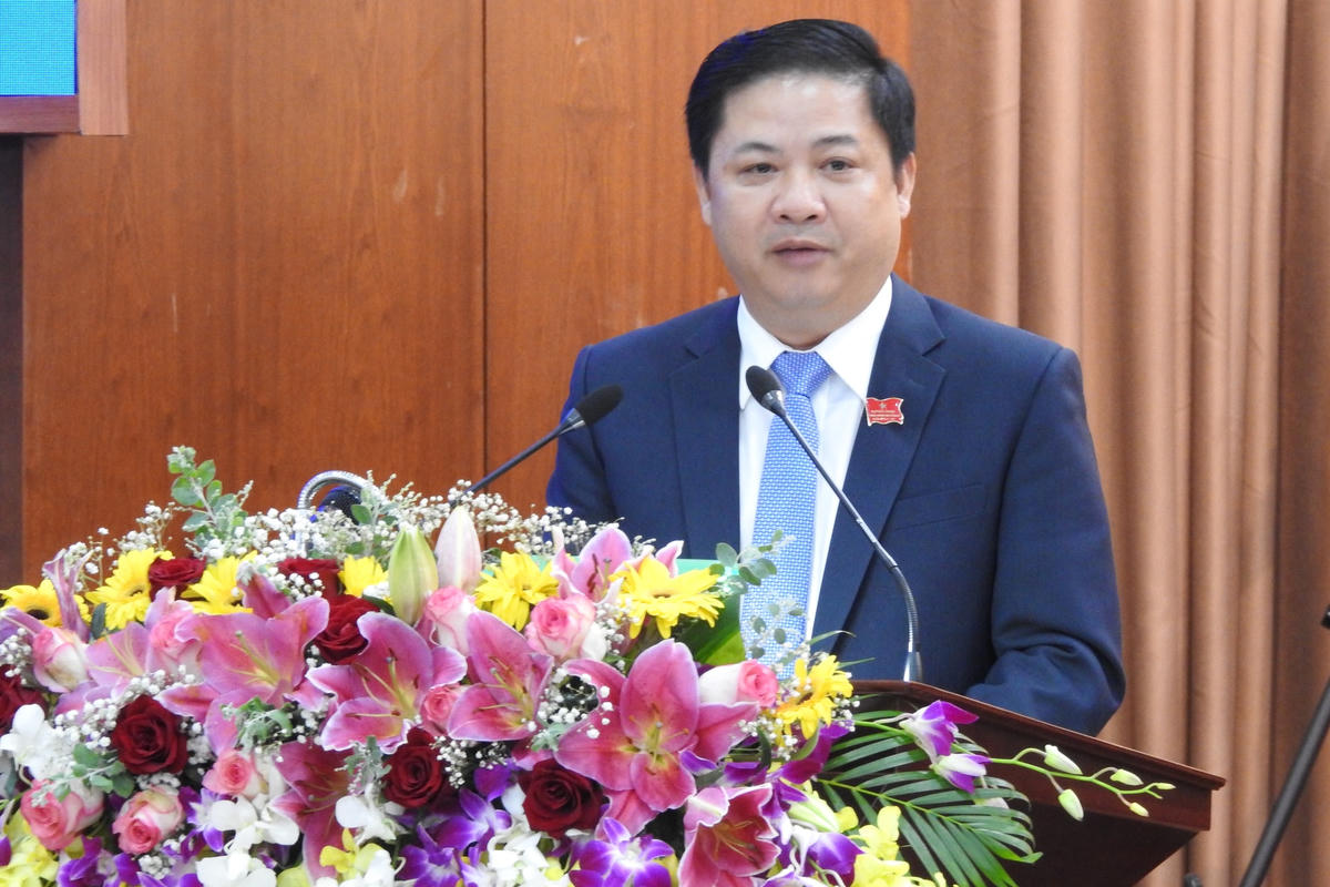 Tân Chủ tịch HHĐND TP Đà Nẵng Lương Nguyễn Minh Triết phát biểu nhận nhiệm vụ. Ảnh: Thanh Tùng.
