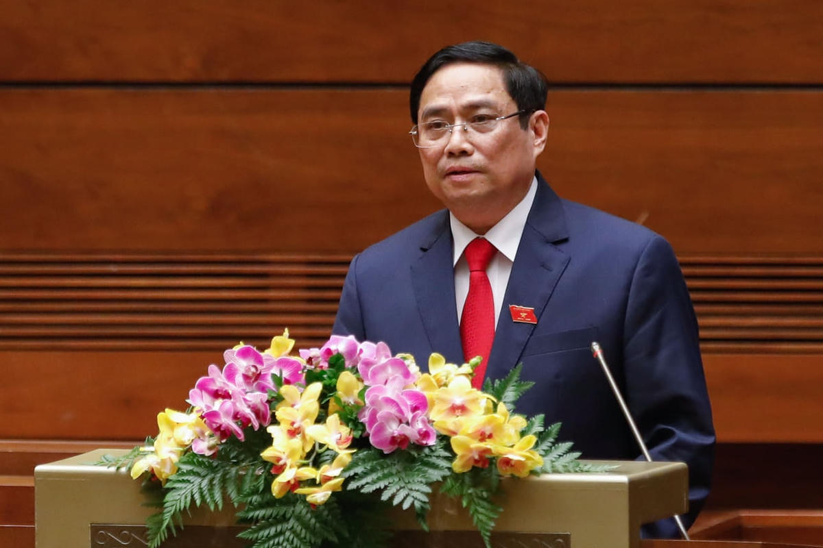 Thủ tướng Phạm Minh Chính phát biểu sau nhậm chức. Ảnh: Quang Vinh.
