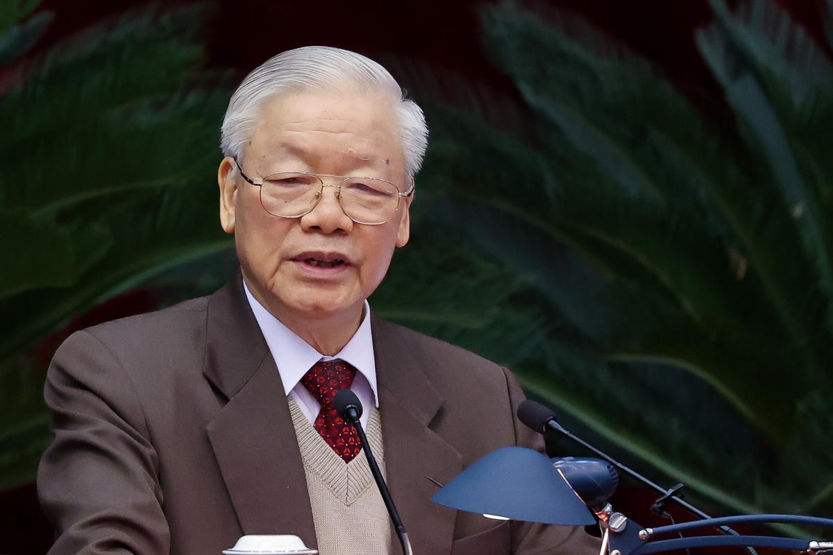 Tổng Bí thư Nguyễn Phú Trọng phát biểu tại cuộc gặp mặt. Ảnh: VGP/Nhật Bắc.