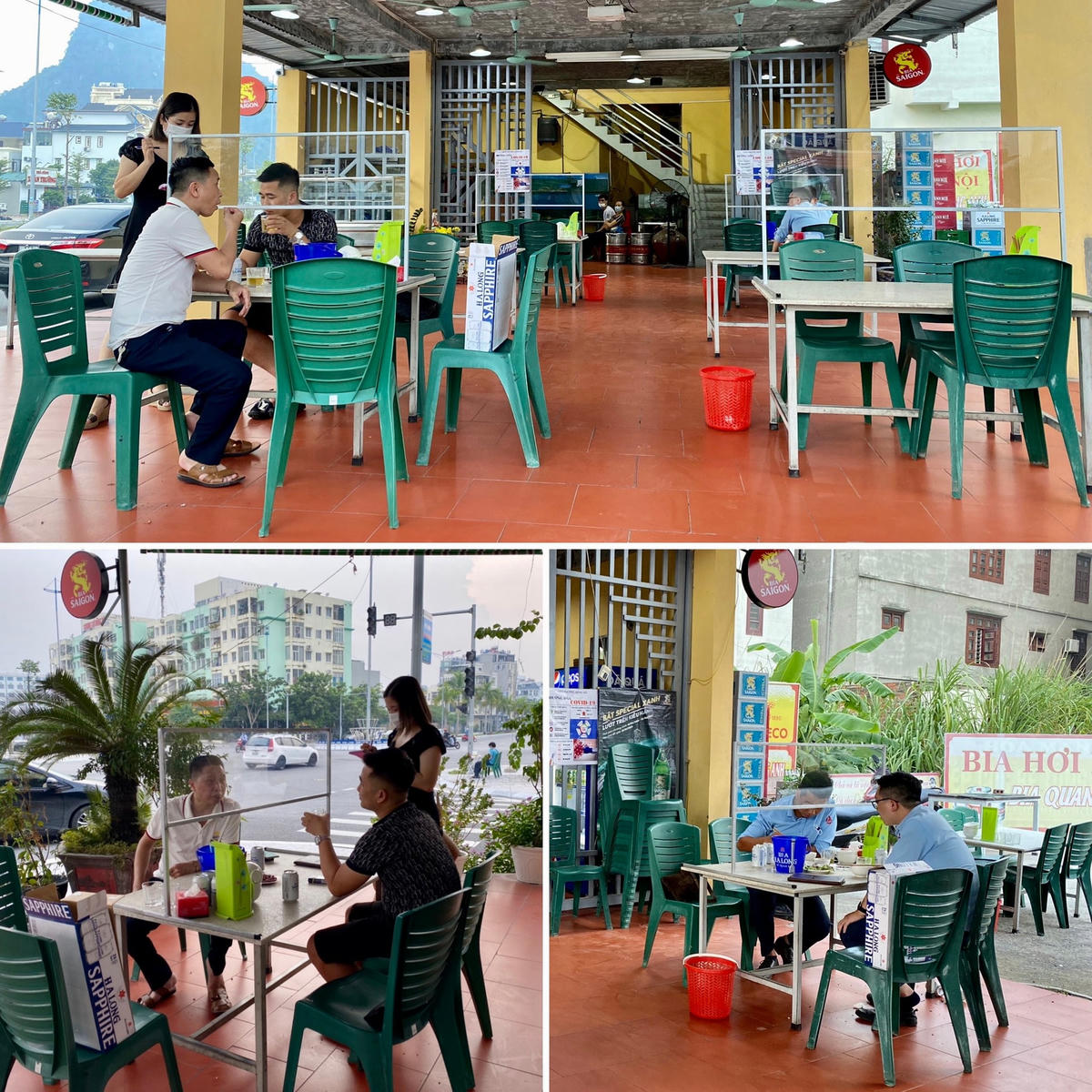 Các nhà hàng, quán ăn trong nhà được phép hoạt động nhưng phải có tấm chắn giọt bắn và sắp xếp giãn cách chỗ ngồi.