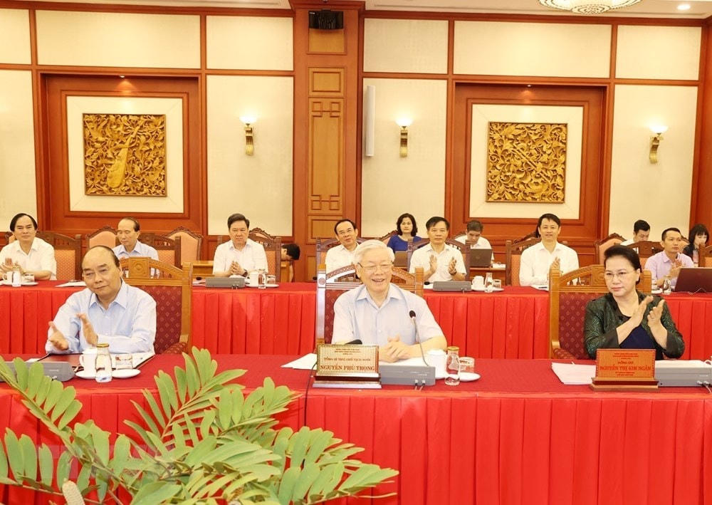 Tại buổi làm việc với Thành ủy Hà Nội, Tổng Bí thư, Chủ tịch nước Nguyễn Phú Trọng đặc biệt lưu ý, Thủ đô Hà Nội là bộ mặt cả nước, bộ mặt quốc gia, hình ảnh Việt Nam, cần mở rộng quan hệ với thủ đô các nước, đồng thời tranh thủ tối đa sự giúp đỡ của Trung ương. (Ảnh: Trí Dũng/TTXVN).