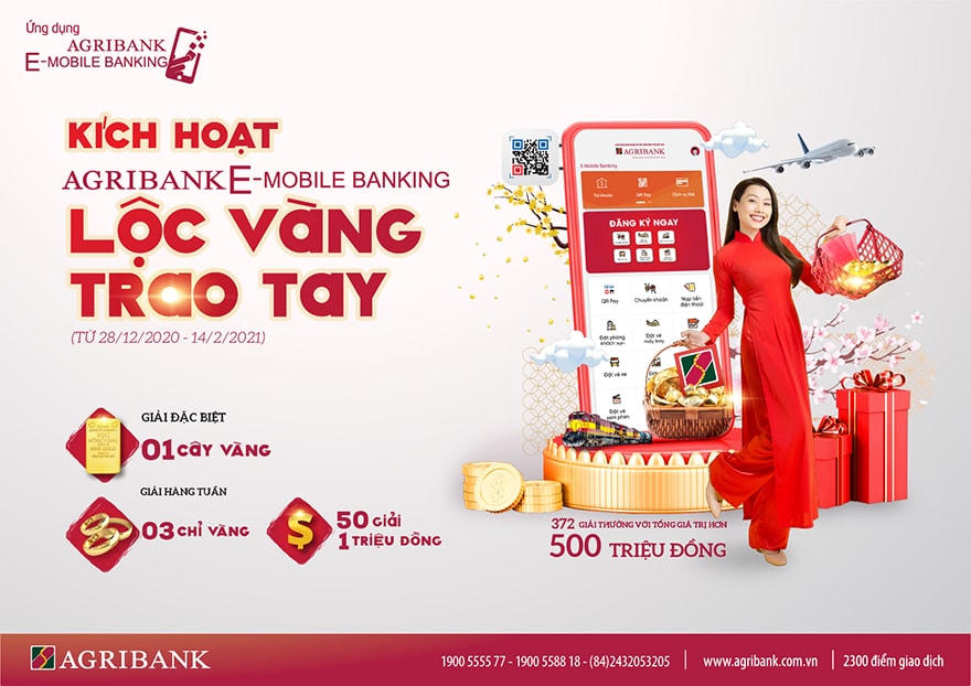 Rộn ràng đón năm mới cùng chương trình 'Kích hoạt Agribank E-Mobile Banking-Lộc vàng trao tay'