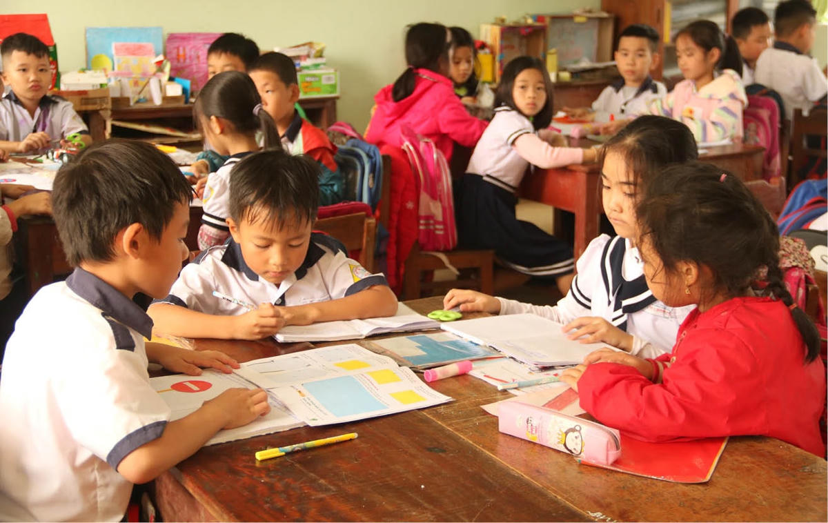 Một tiết học của học sinh Trường Tiểu học số 1 Quảng Phú (huyện Quảng Điền, tỉnh Thừa Thiên-Huế). Ảnh: Hữu Phúc.  