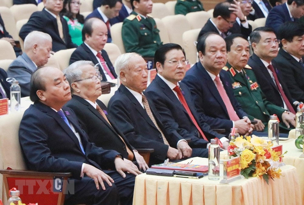 Đến dự và chỉ đạo Đại hội có Thủ tướng Nguyễn Xuân Phúc cùng các đồng chí lãnh đạo, nguyên lãnh đạo Đảng, Nhà nước. (Ảnh: Nguyễn Oanh/TTXVN).