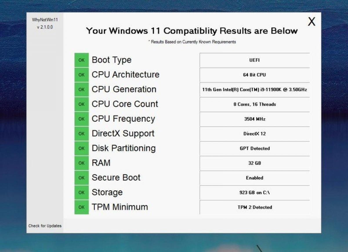 Một hệ thống đáp ứng yêu cầu của Windows 11.