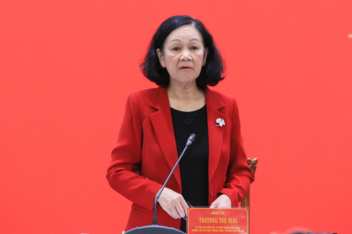Trưởng ban Tổ chức Trung ương phát biểu tại cuộc làm việc.