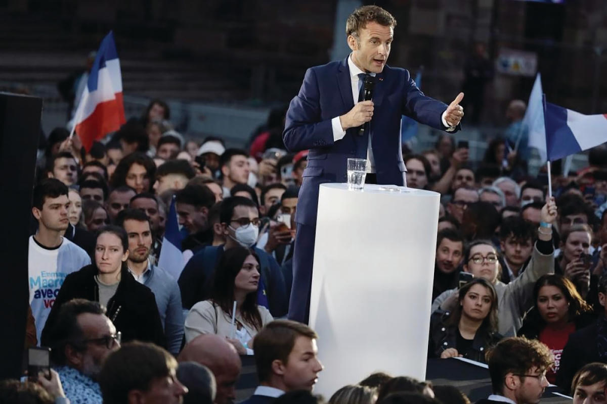 Đương kim Tổng thống Pháp Macron vận động tranh cử tại thành phố Strasbourg.  
