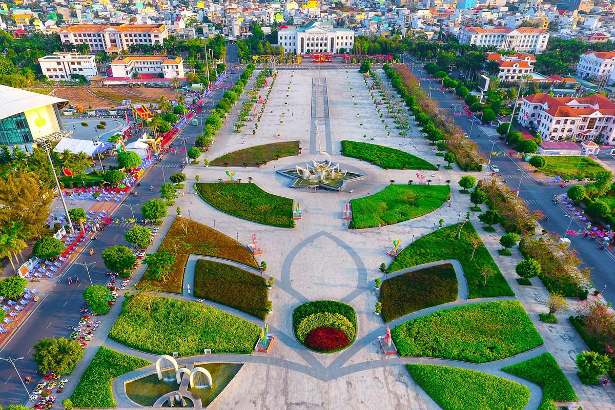 Thành phố Bạc Liêu nhìn từ trên cao.