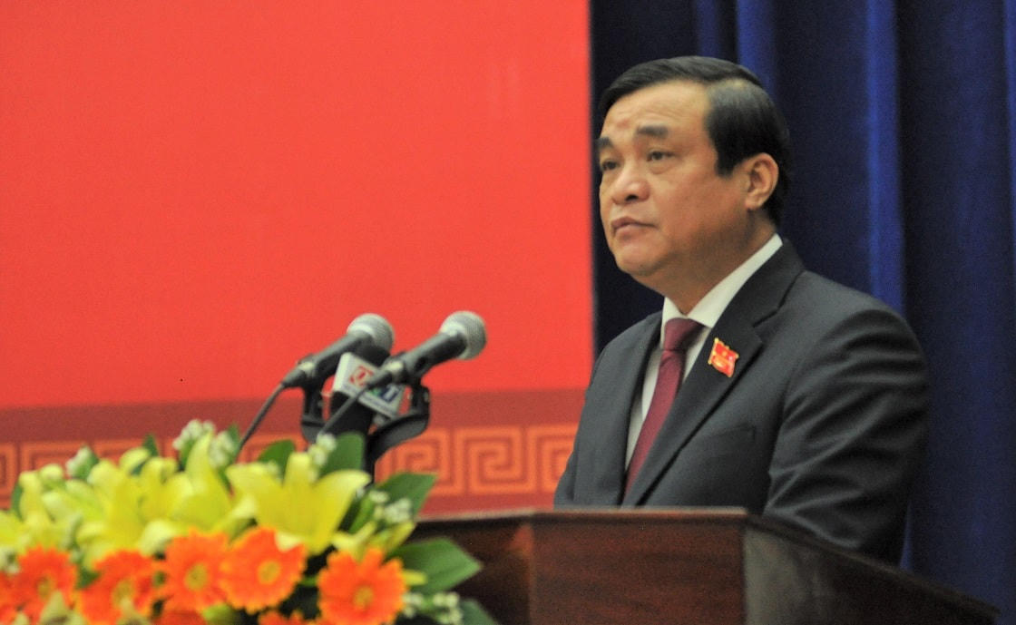 Ông Phan Việt Cường, Bí thư Tỉnh ủy, Chủ tịch HĐND tỉnh Quảng Nam phát biểu kỳ họp.