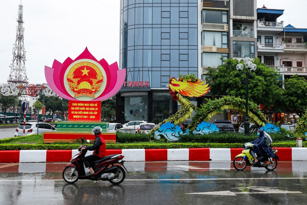 Một điểm tuyên truyền bầu cử tại thành phố Bắc Ninh.