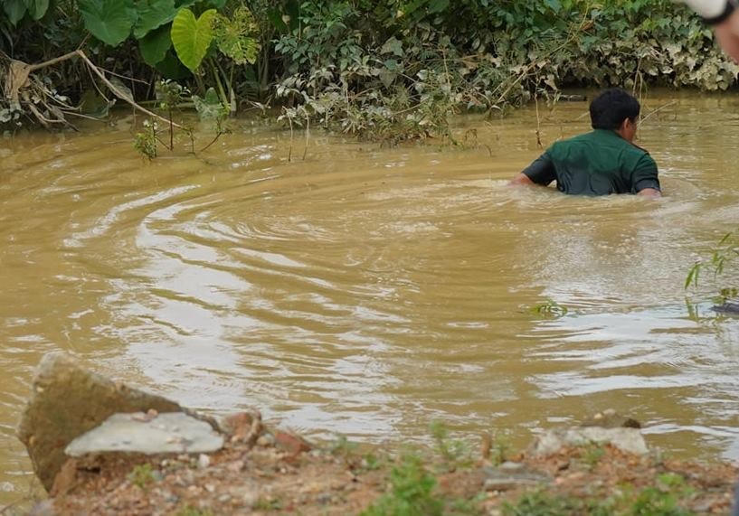 Khe suối gần cầu Khe Ngang - nơi 3 em đuối nước