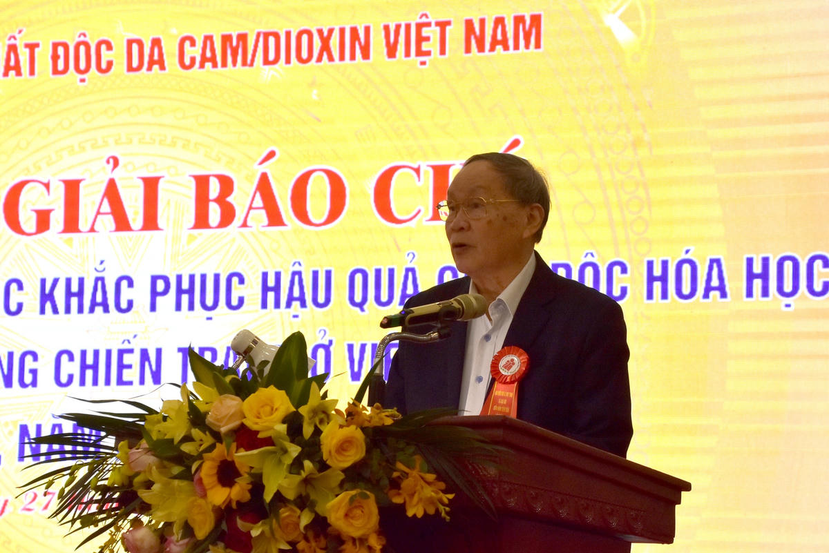 Thượng tướng Nguyễn Văn Rinh, Chủ tịch Hội Nạn nhân chất độc da cam/dioxin Việt Nam phát biểu tại buổi lễ.