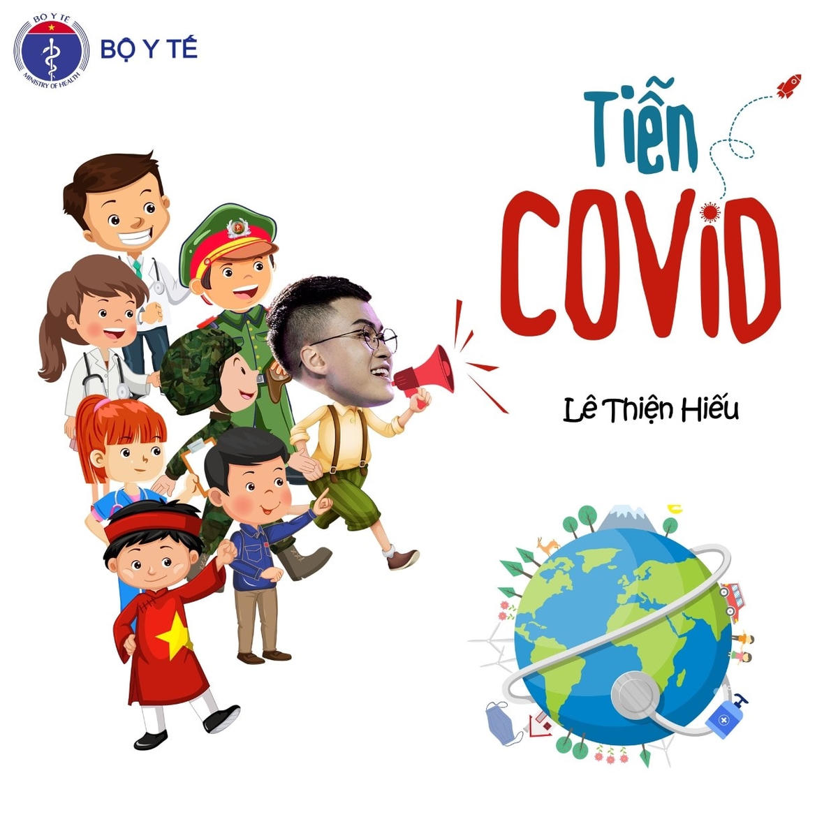 Minh họa giới thiệu một sáng tác về đề tài phòng, chống dịch Covid-19.