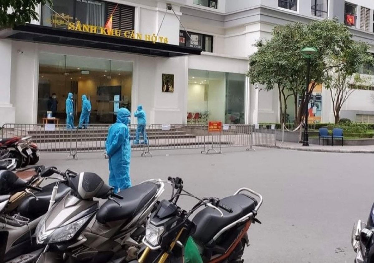 Phong tỏa tòa nhà T6 Times City (Hà Nội) có bệnh nhân mắc Covid-19. Nguồn: VOV.