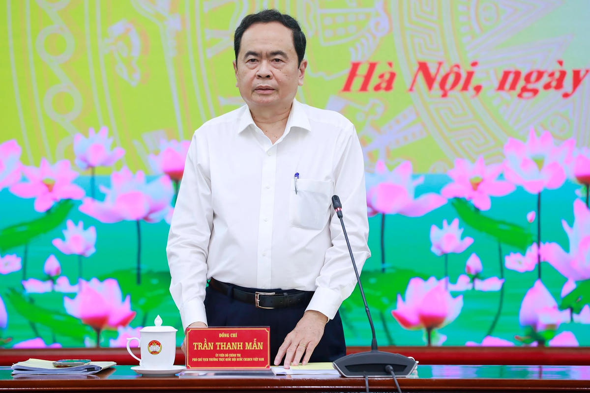 Phó Chủ tịch Thường trực Quốc hội Trần Thanh Mẫn phát biểu tại cuộc làm việc.
