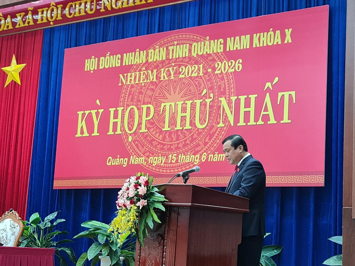Ông Phan Việt Cường, Bí thư Tỉnh ủy Quảng Nam, Chủ tịch HĐND tỉnh biểu tại kỳ họp.