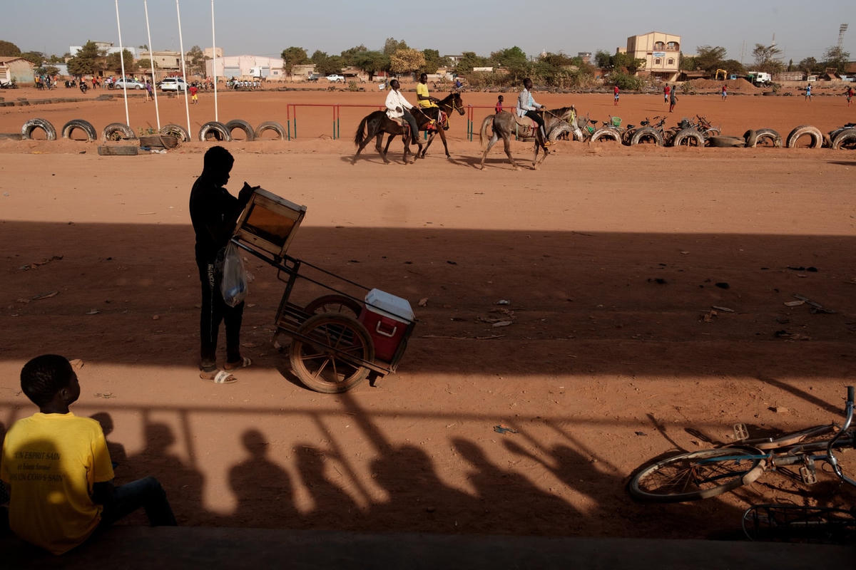 Những con ngựa khởi động trước khi bắt đầu đua. Ảnh: Guy Peterson / The Guardian.