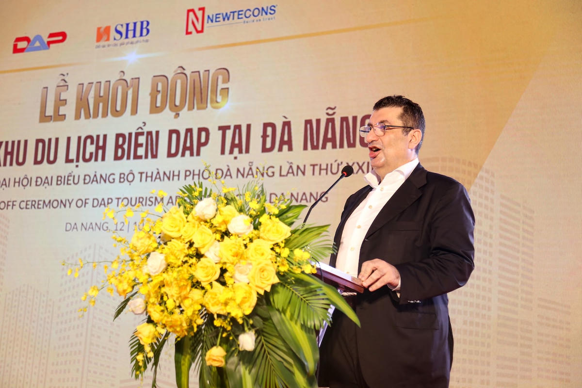 Ông Sam Rehani, Chủ tịch Tập đoàn Magnum Asia Limited, đại diện Chủ đầu tư phát biểu tại Lễ khởi động dự án Khu du lịch biển DAP.