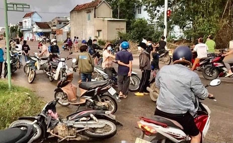 Hiện trường vụ tai nạn giao thông ở TX An Nhơn.