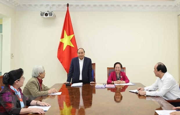 Thủ tướng Nguyễn Xuân Phúc phát biểu tại buổi làm việc. (Ảnh: Thống Nhất/TTXVN).