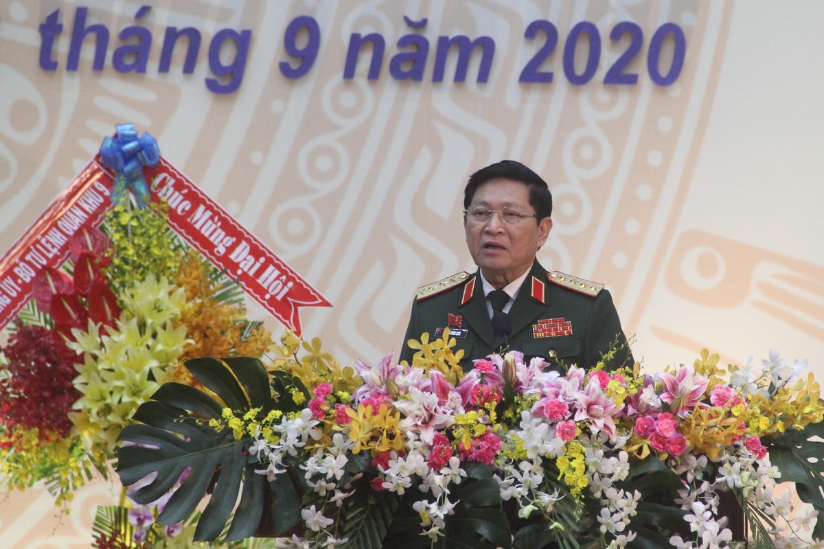 Đại tướng Ngô Xuân Lịch ,Ủy viên Bộ Chính trị, Phó Bí thư Quân ủy Trung ương, Bộ Trưởng Bộ Quốc phòng phát biểu chỉ đạo tại Đại hội.