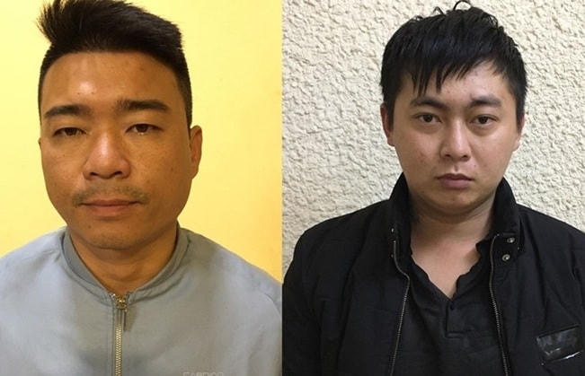 Hai đối tượng Giang và Toại tại cơ quan chức năng.