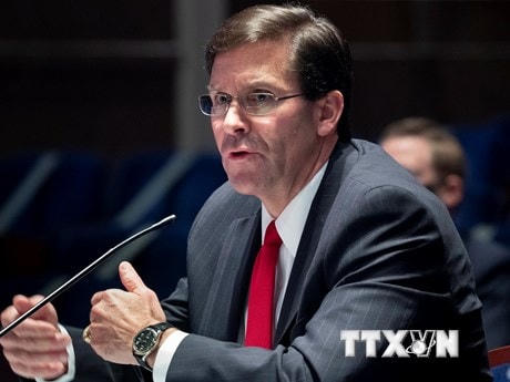 Bộ trưởng Quốc phòng Mỹ Mark Esper phát biểu tại phiên điều trần ở Washington, DC ngày 9/7/2020. (Ảnh: AFP/TTXVN).