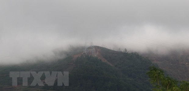 Thời tiết xấu tại khu vực tìm kiếm công nhân mất tích ở thủy điện Rào Trăng 3. (Ảnh: Lê Lâm/TTXVN).