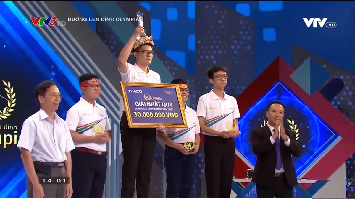 Nguyễn Hoàng Khánh vô địch cuộc thi Quý I chương trình Đường lên đỉnh Olympia. Ảnh: VTV