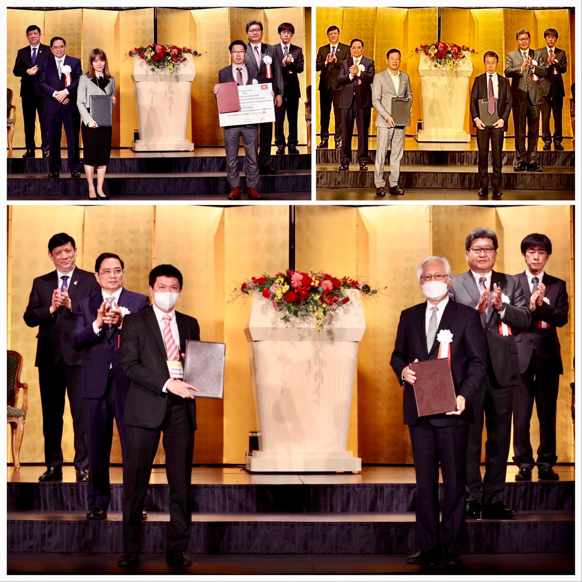Đại diện các đơn vị thành viên của Tập đoàn T&T Group trao biên bản hợp tác với các đối tác Nhật Bản.