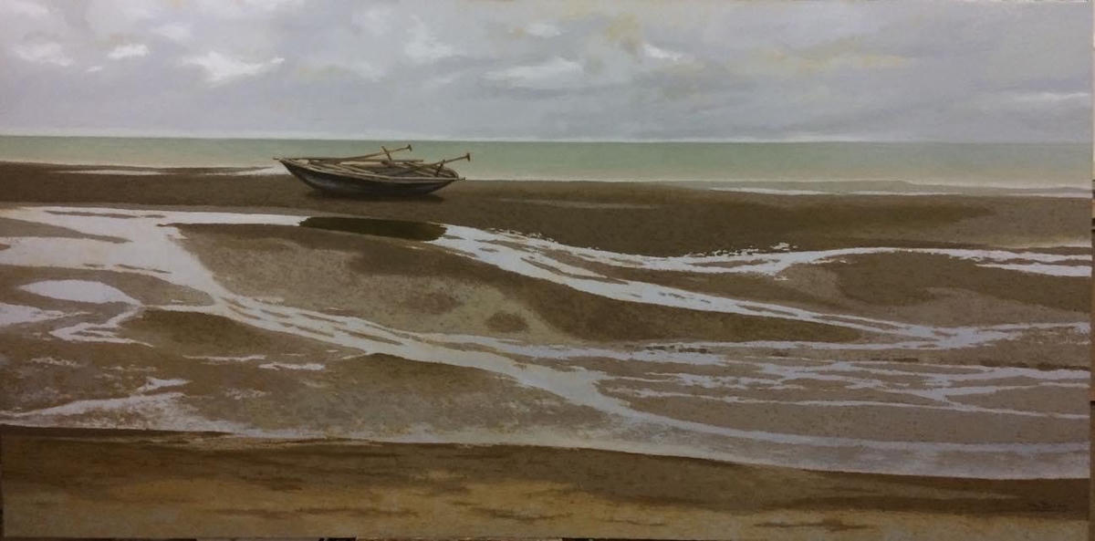 “Sau chuyến đi biển” (Sơn dầu, 150x300 cm).