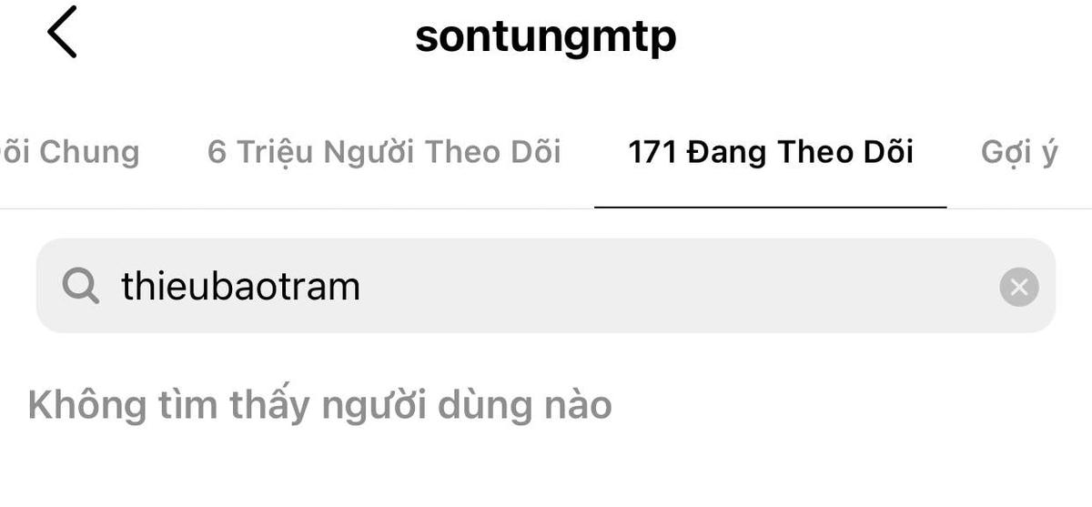 Sáng 24/1, Sơn Tùng unfollow Thiều Bảo Trâm trên Instagram.