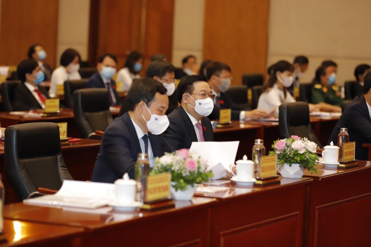 Chủ tịch Quốc hội Vương Đình Huệ dự kỳ họp thứ Nhất HĐND TP Hải Phòng khóa XVI.