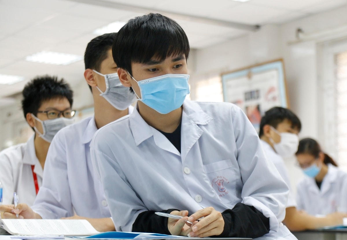 Sinh viên Đại học Y Hà Nội.Ảnh: Thanh Hằng.