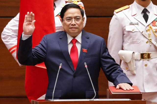 Thủ tướng Chính phủ Phạm Minh Chính tuyên thệ. Ảnh: Quang Vinh.